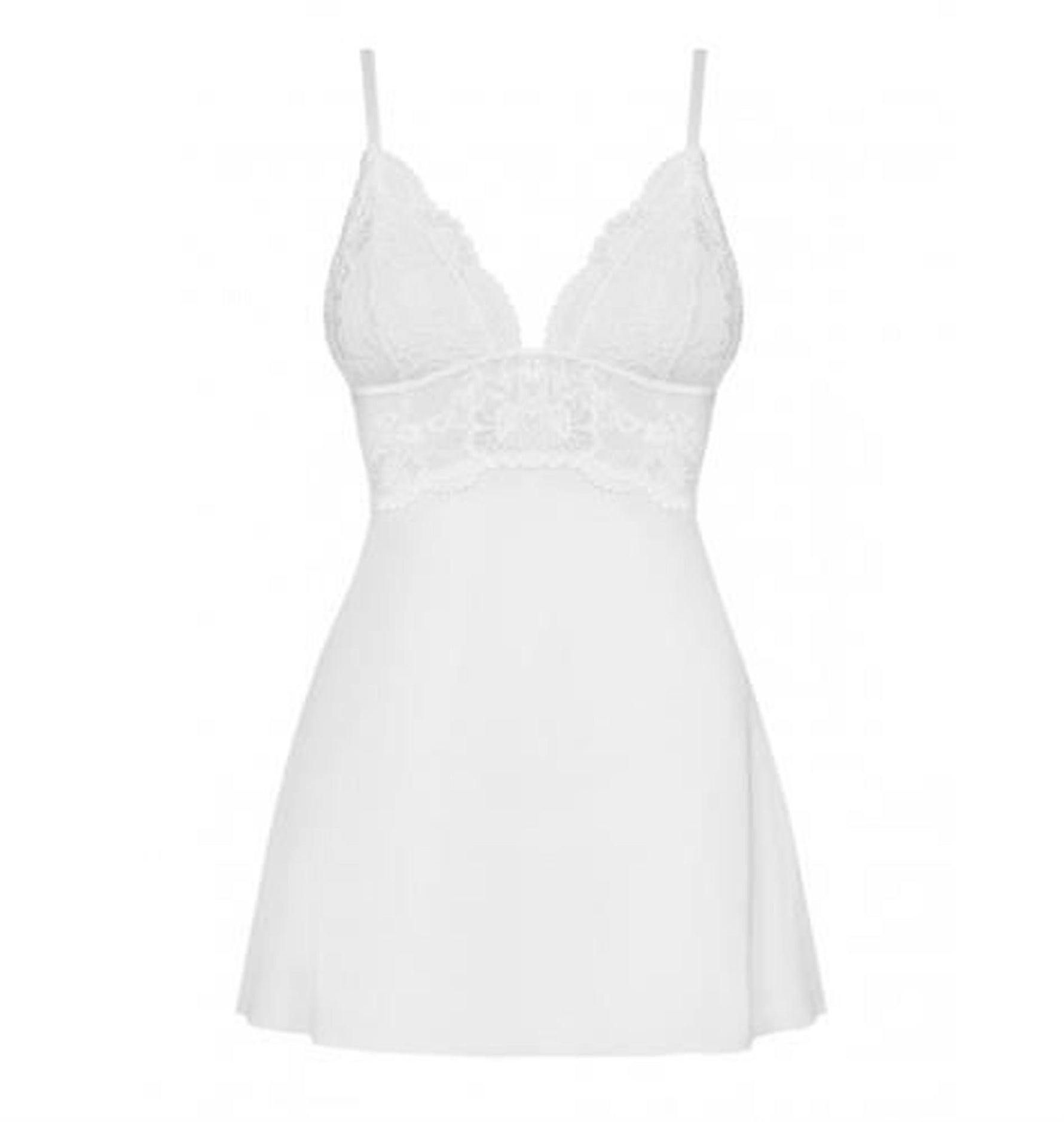 Babydoll Obsessive din dantelă cu tanga alb L/XL