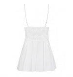Babydoll Obsessive din dantelă cu tanga alb L/XL