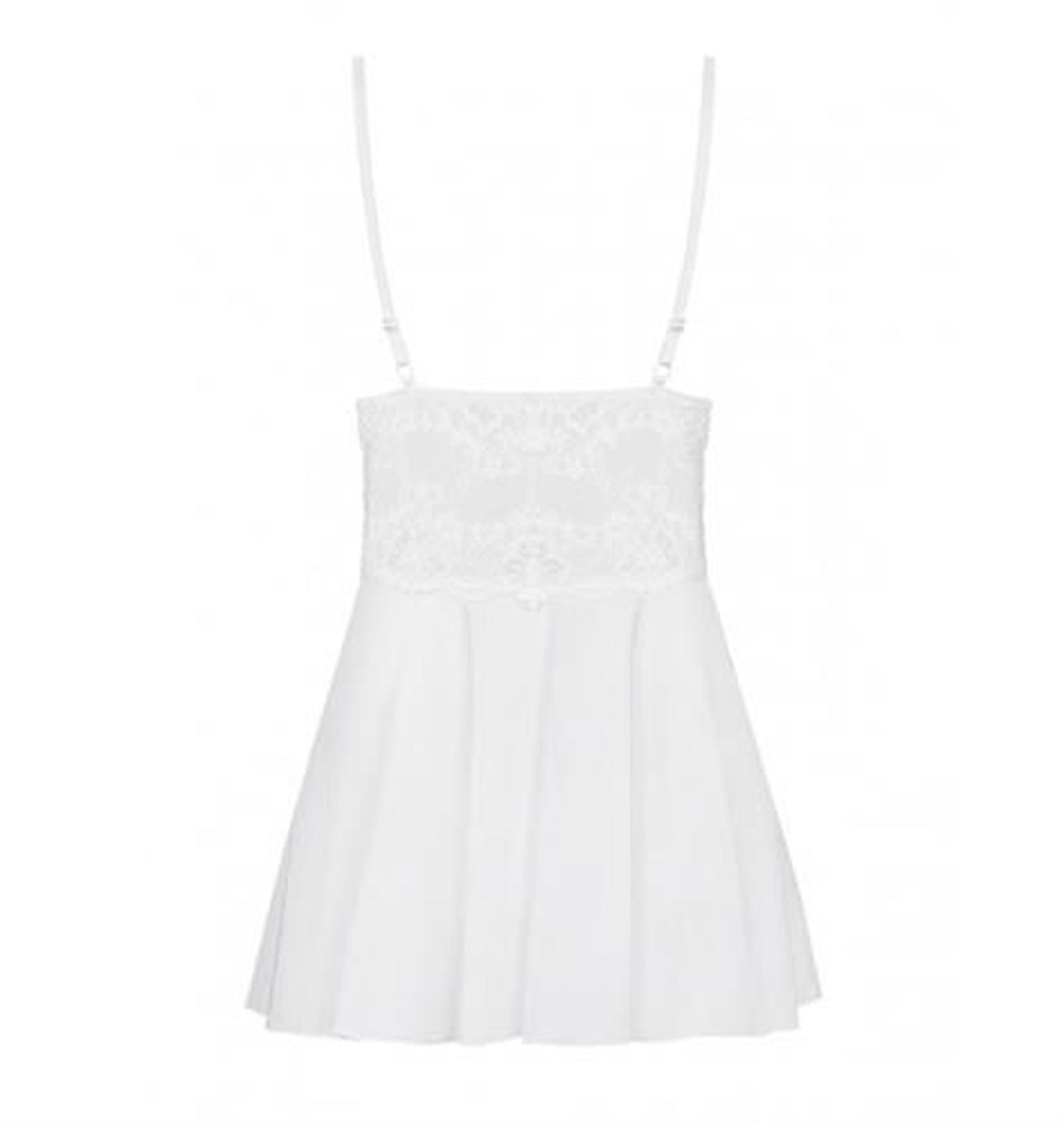 Babydoll Obsessive din dantelă cu tanga alb L/XL