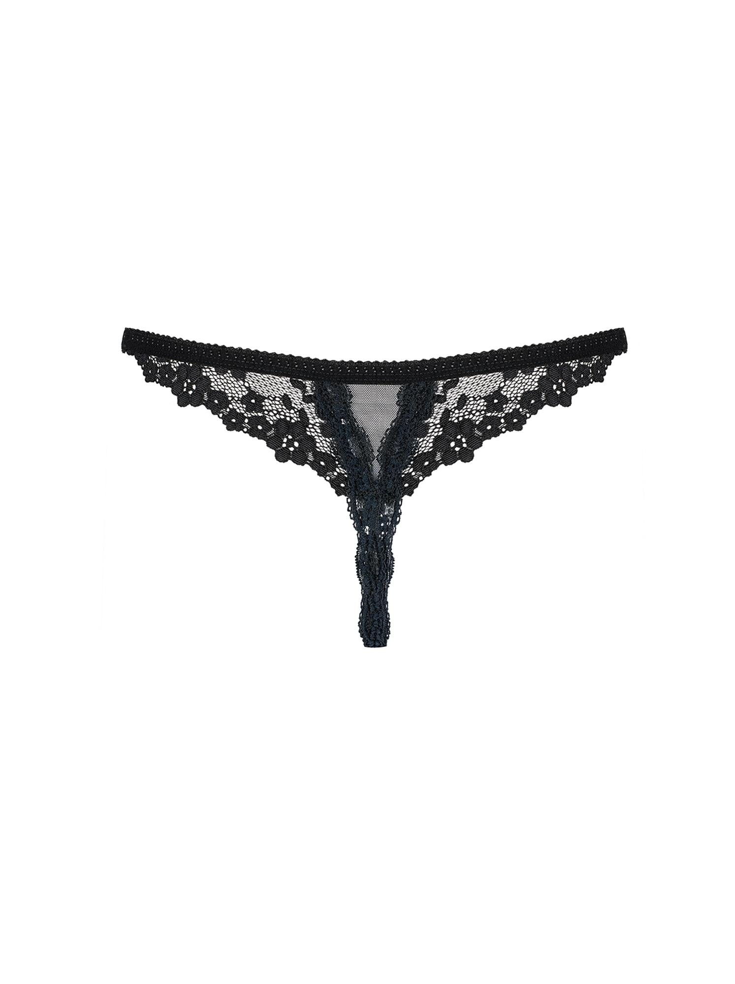 Tanga Obsessive cu dantelă deschisă, negru, S/M