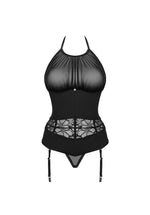 Corset cu tanga Serafia Obsessive Negru XS/S