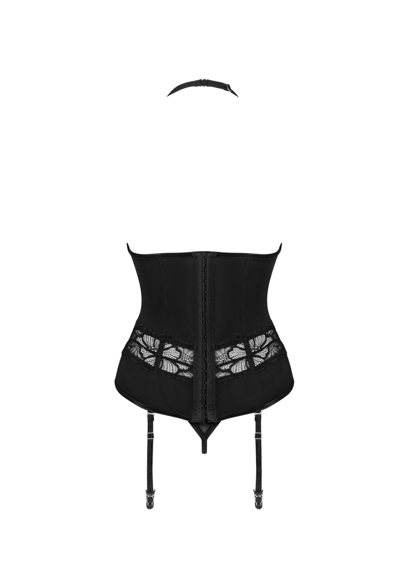 Corset cu tanga Serafia Obsessive Negru XS/S