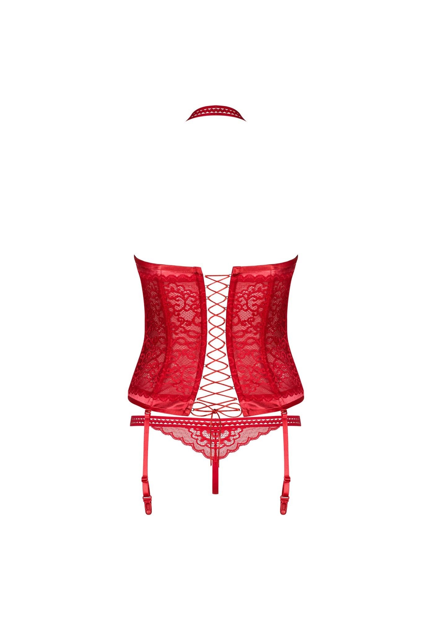 Corset roșu cu tanga Flameria Obsessive S/M