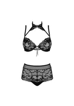 Set Elizenes Obsessive din dantelă negru S/M