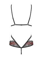 Body Megies Obsessive cu dantelă geometrică, negru, S/M