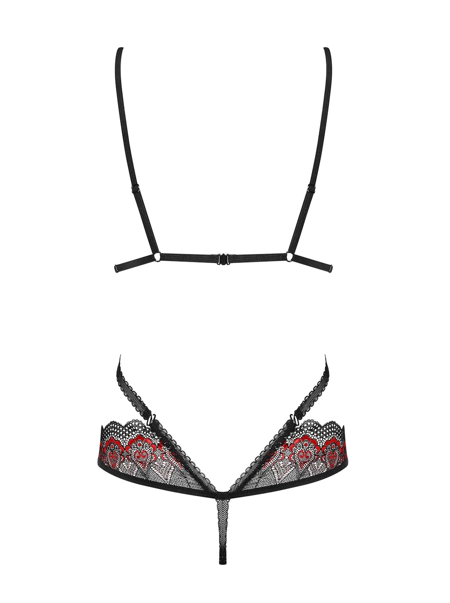 Body Megies Obsessive cu dantelă geometrică, negru, S/M