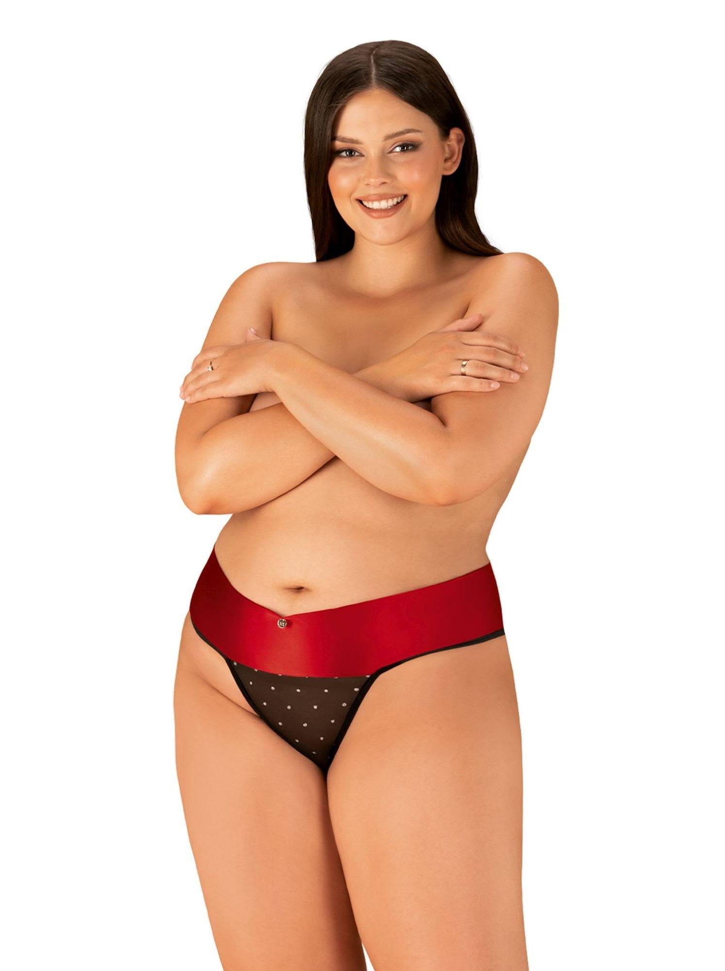 Obsessive Tienesy tanga deschis negru 2XL/3XL