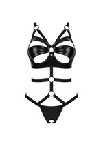 Body erotic cu imprimeu deschis Obsessive Armares negru XS/S