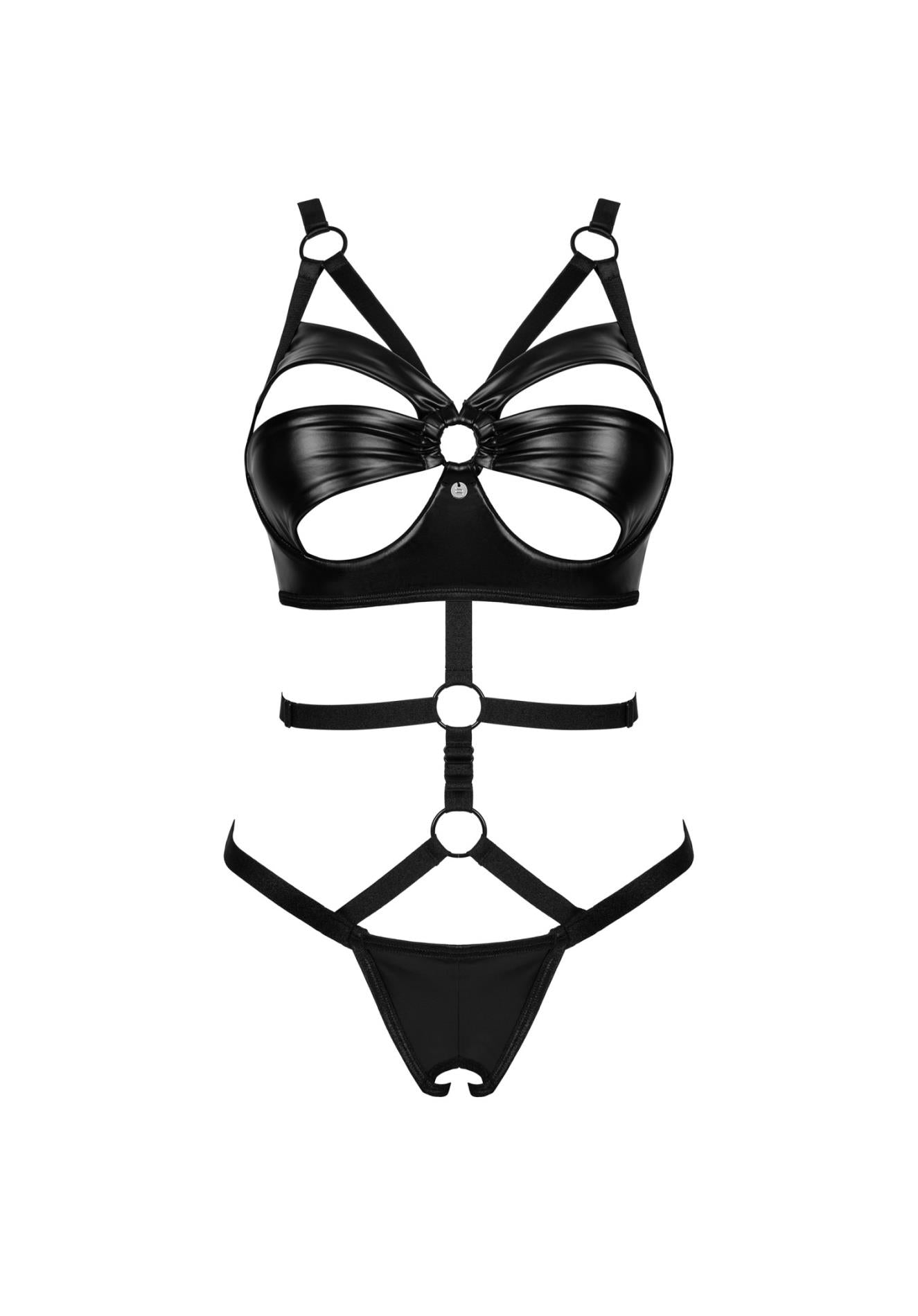 Body erotic cu imprimeu deschis Obsessive Armares negru XS/S
