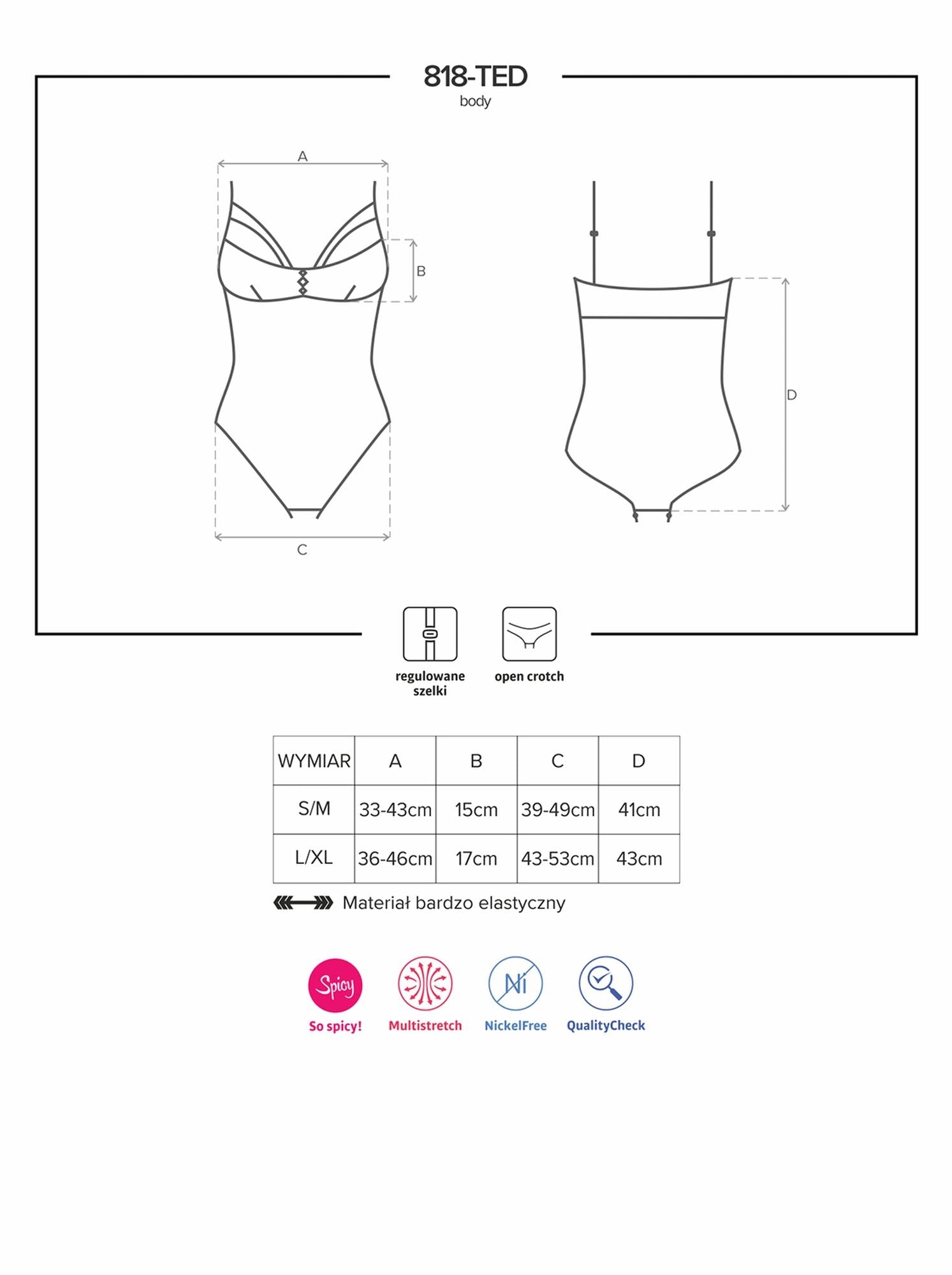 Body Obsessive din dantelă cu trandafiri L/XL