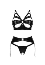 Set lenjerie erotică Obsessive cu imprimeu floral, negru XL/2XL
