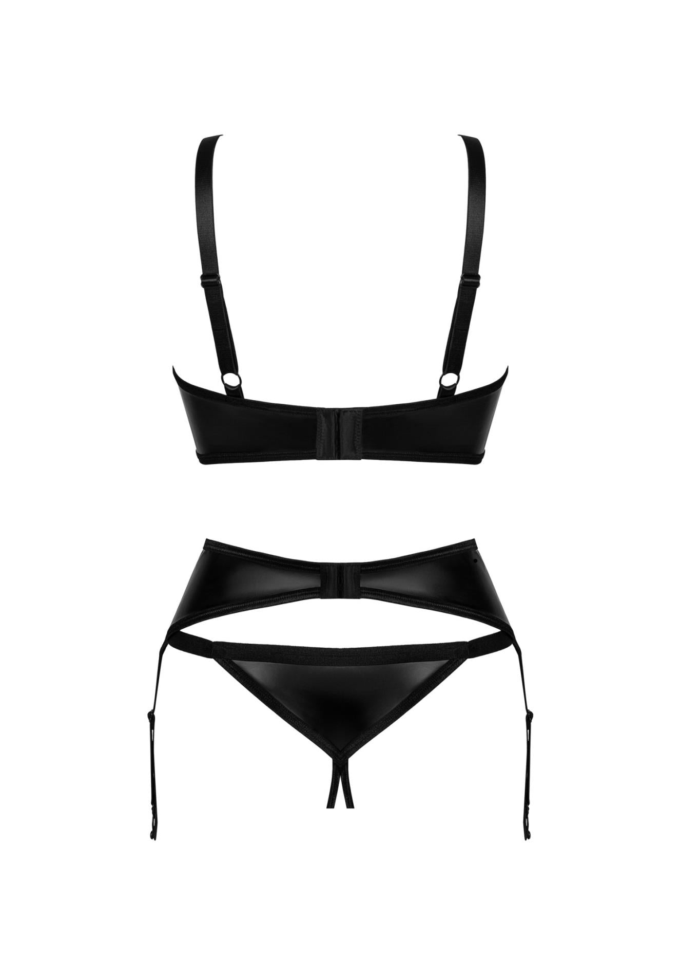 Set lenjerie erotică Obsessive cu imprimeu floral, negru XL/2XL