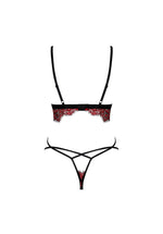 Set lenjerie intimă Redessia Obsessive din dantelă, roșu și negru, L/XL