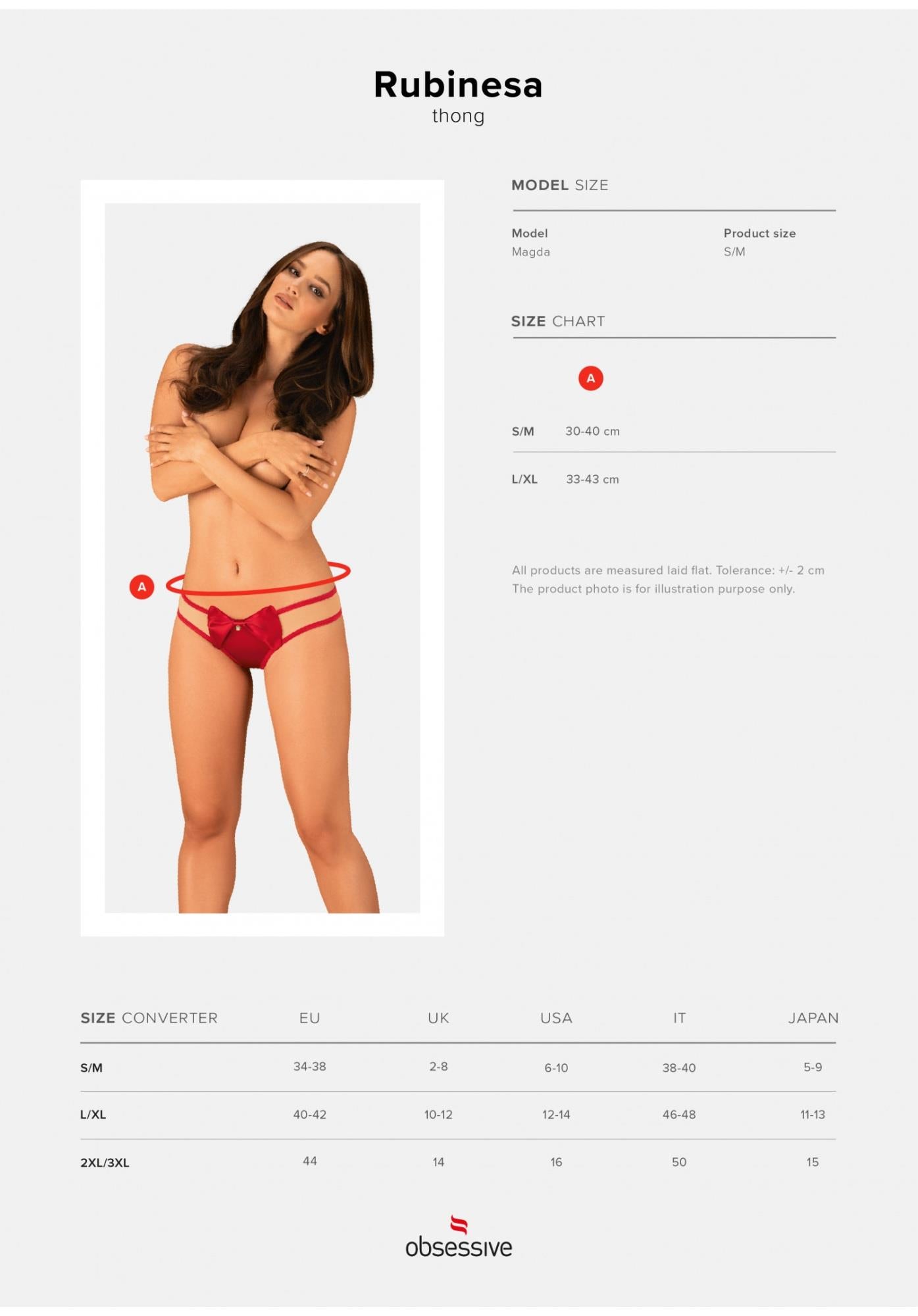 Rubinesa Obsessive tanga roșu cu fundă L/XL