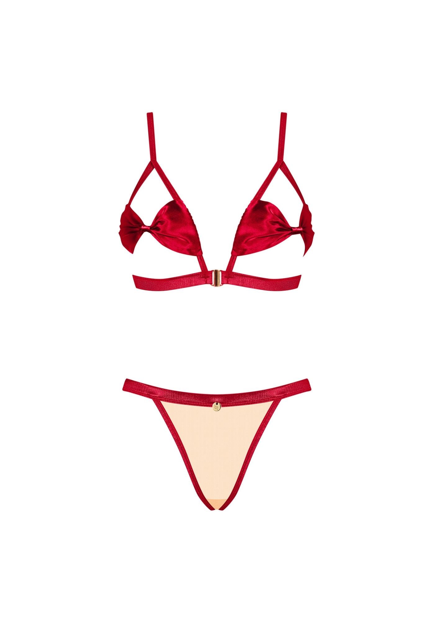 Set lenjerie intimă Rubinesa Obsessive din satin roșu L/XL