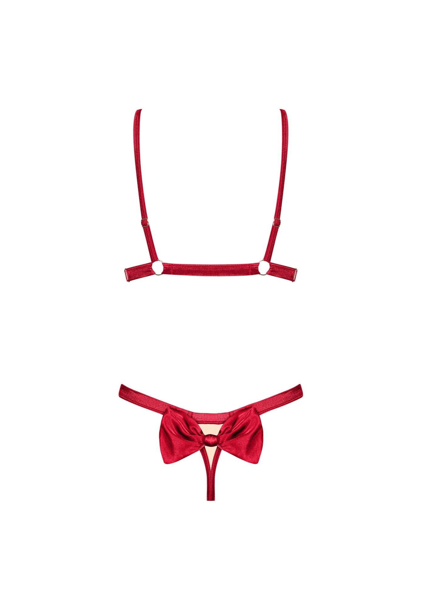 Set lenjerie intimă Rubinesa Obsessive din satin roșu L/XL