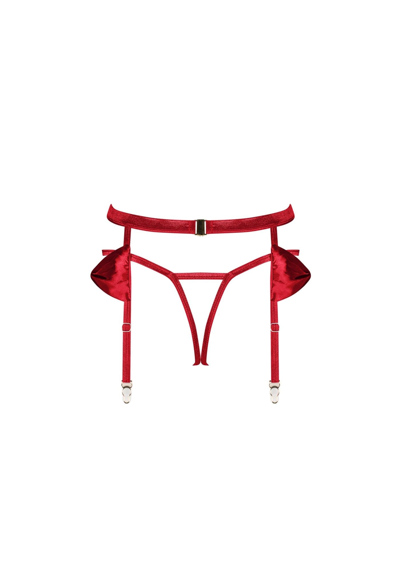 Portjartier Rubinesa Roșu cu Tanga Deschis Obsessive L XL