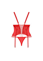 Corset Blossmina din dantelă și tanga Obsessive roșu 6XL/7XL