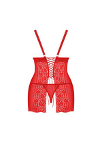 Blossmina Obsessive Chemise și Thong din Dantelă Roșie 6XL/7XL