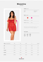 Blossmina Obsessive Chemise și Thong din Dantelă Roșie 6XL/7XL