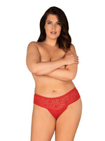 Chiloți Obsessive Blossmina din dantelă roșie 4XL 5XL