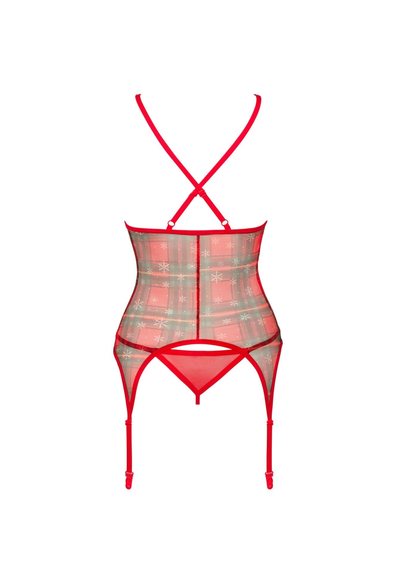 Corset de Crăciun Obsessive Jollymore Roșu XS/S