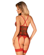 Corset Obsessive din dantelă de Crăciun, roșu, XL 2XL