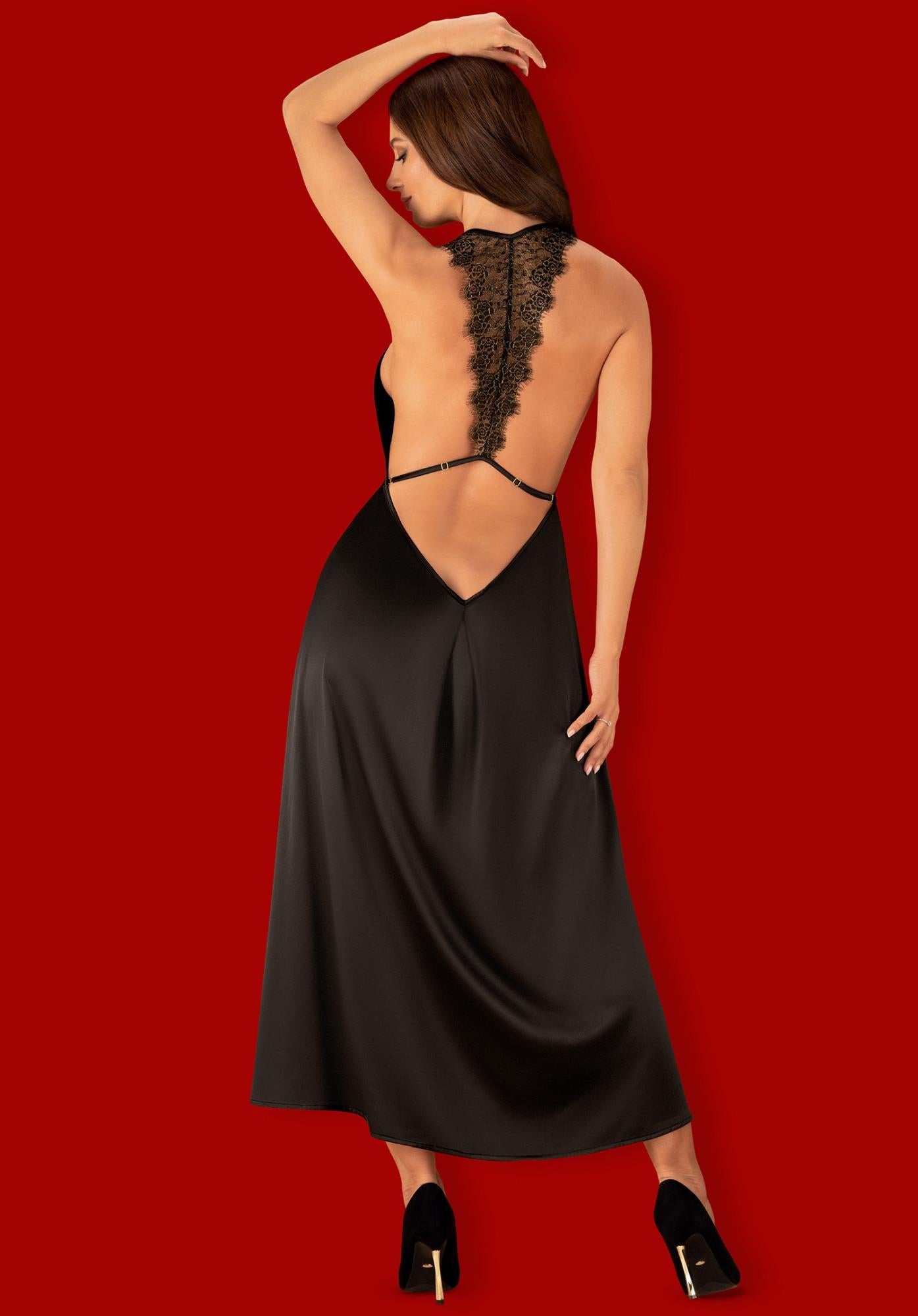 Rochie Agatya Obsessive neagră din dantelă L/XL