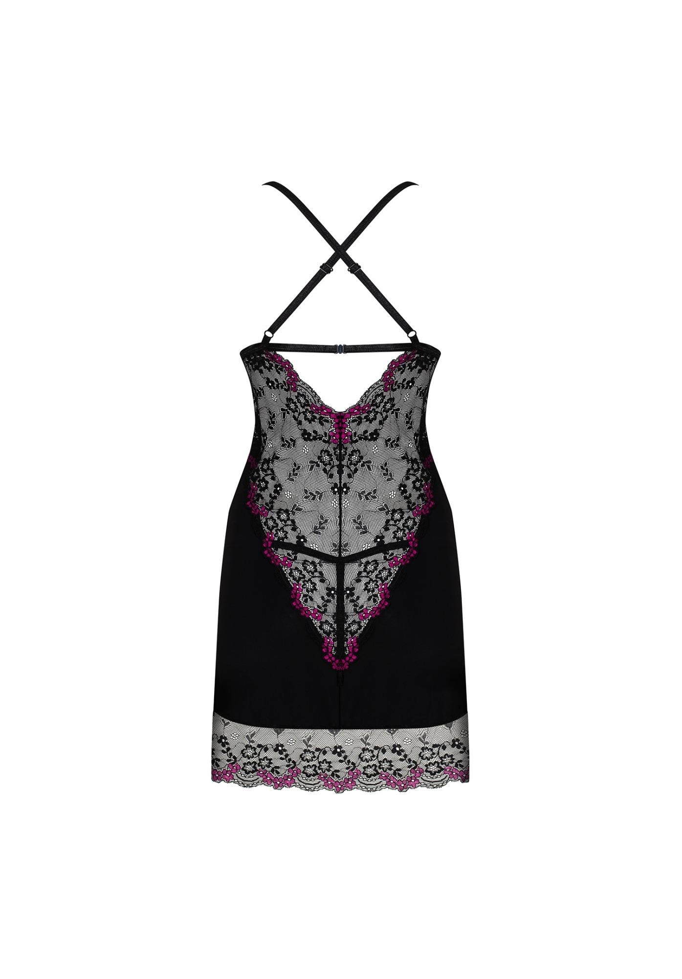 Tricou și tanga Obsessive Vanessme Negru L/XL