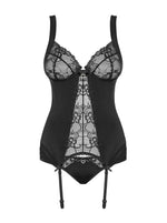 Corset Heartina din dantelă cu chiloți Obsessive Negru S/M