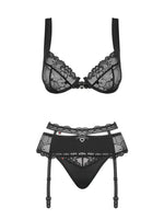 Set lenjerie intimă Heartina Obsessive cu curea neagră S/M