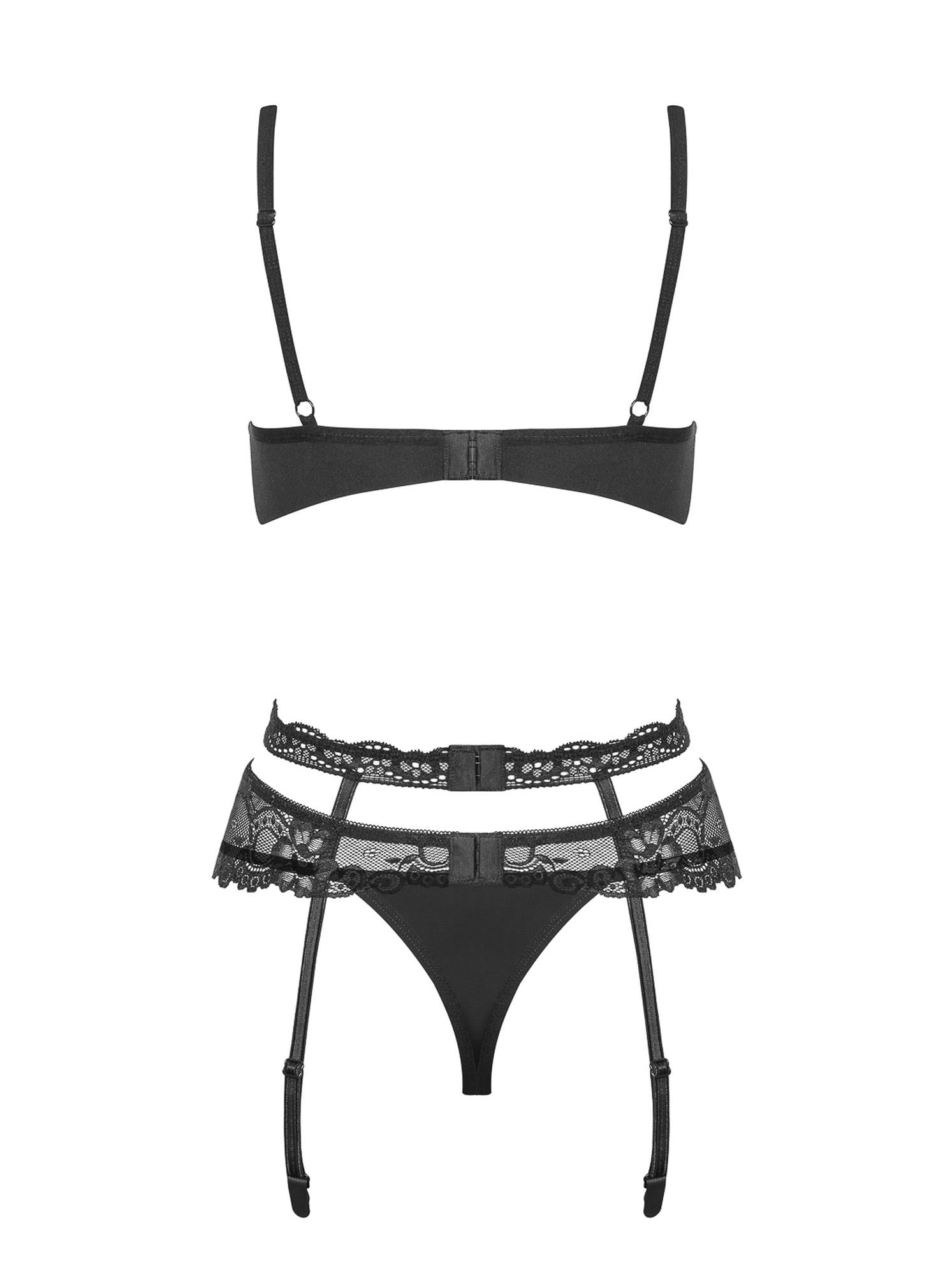 Set lenjerie intimă Heartina Obsessive cu curea neagră S/M