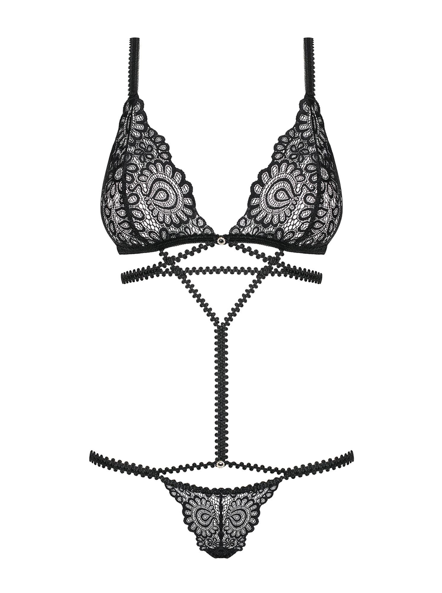 Body Obsessive Mixty din dantelă negru L/XL