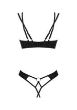 Set lenjerie intimă Obsessive Nesari, cu două piese, cu imprimeu deschis, negru XL/2XL