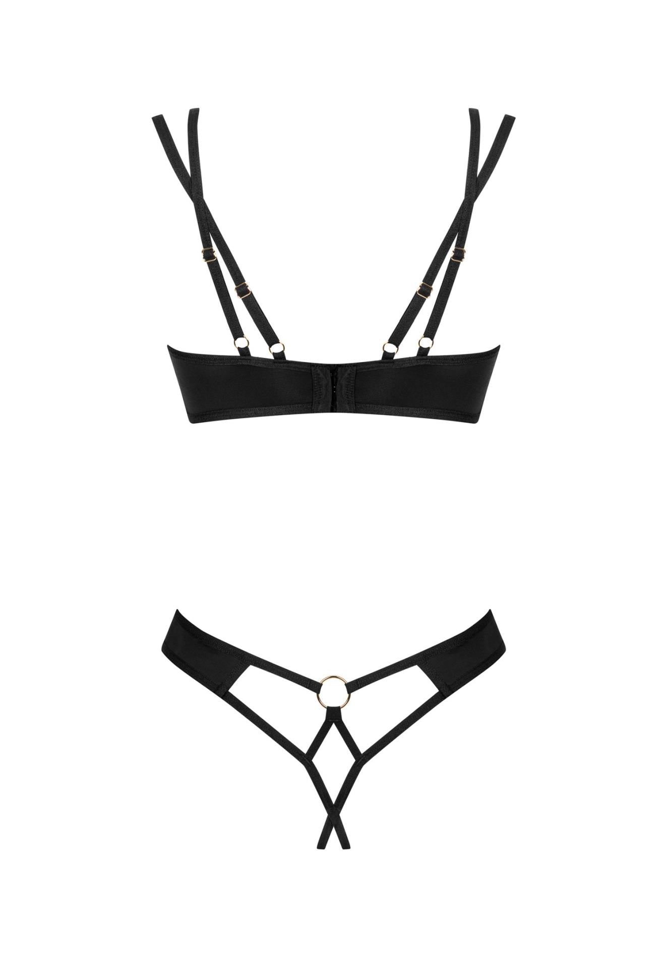 Set lenjerie intimă Obsessive Nesari, cu două piese, cu imprimeu deschis, negru XL/2XL