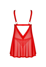 Babydoll și tanga Obsessive din dantelă roșie M/L