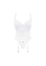Amor Blanco Obsessive corset și tanga din dantelă albă L/XL