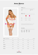 Amor Blanco Obsessive corset și tanga din dantelă albă L/XL