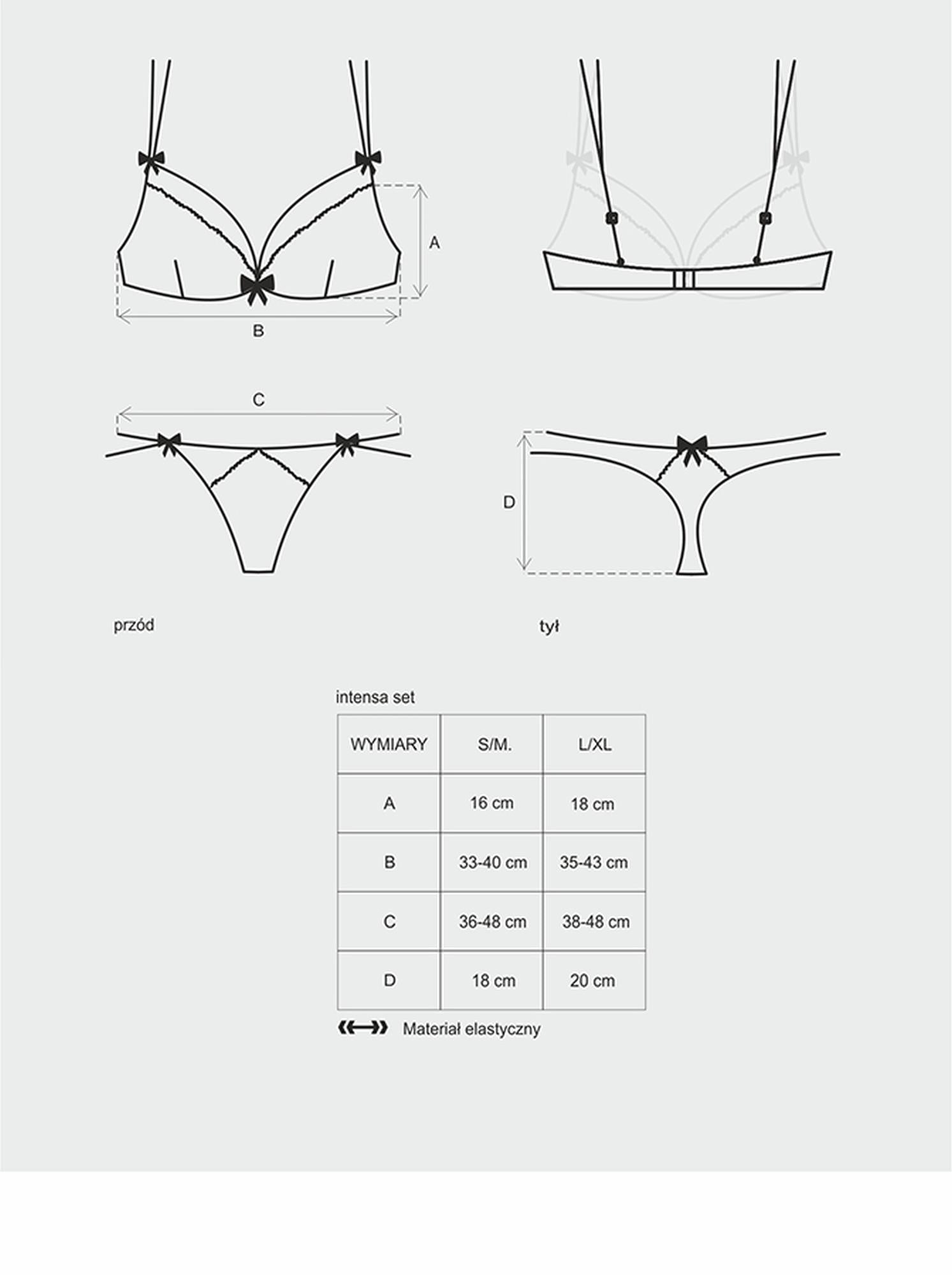 Set lenjerie intimă Obsessive Intensa din dantelă negru S/M