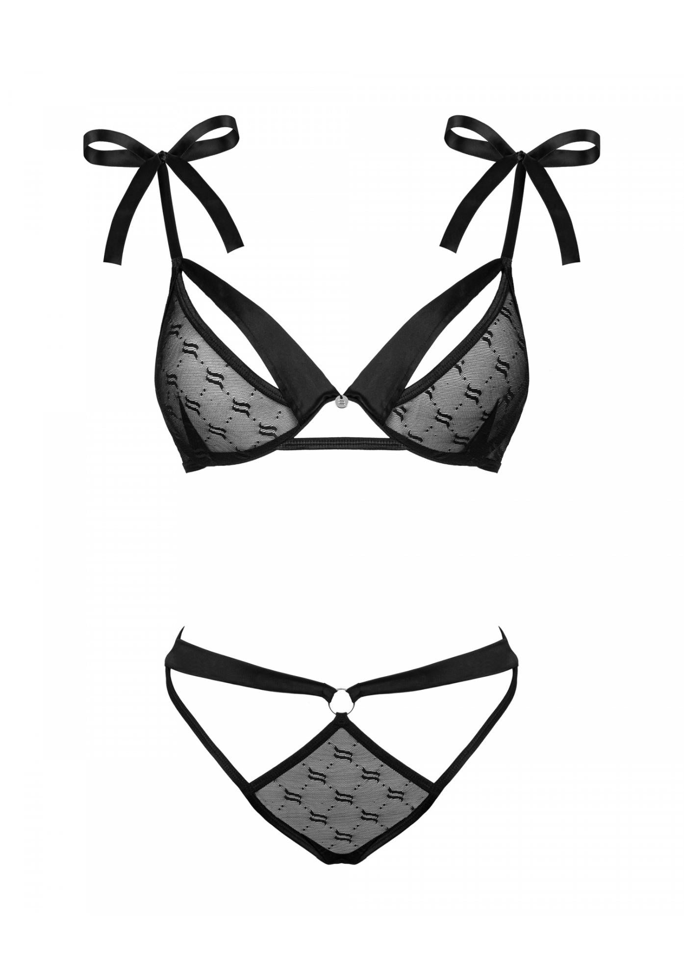 Set lenjerie intimă Obsessivia din 2 piese negru S/M