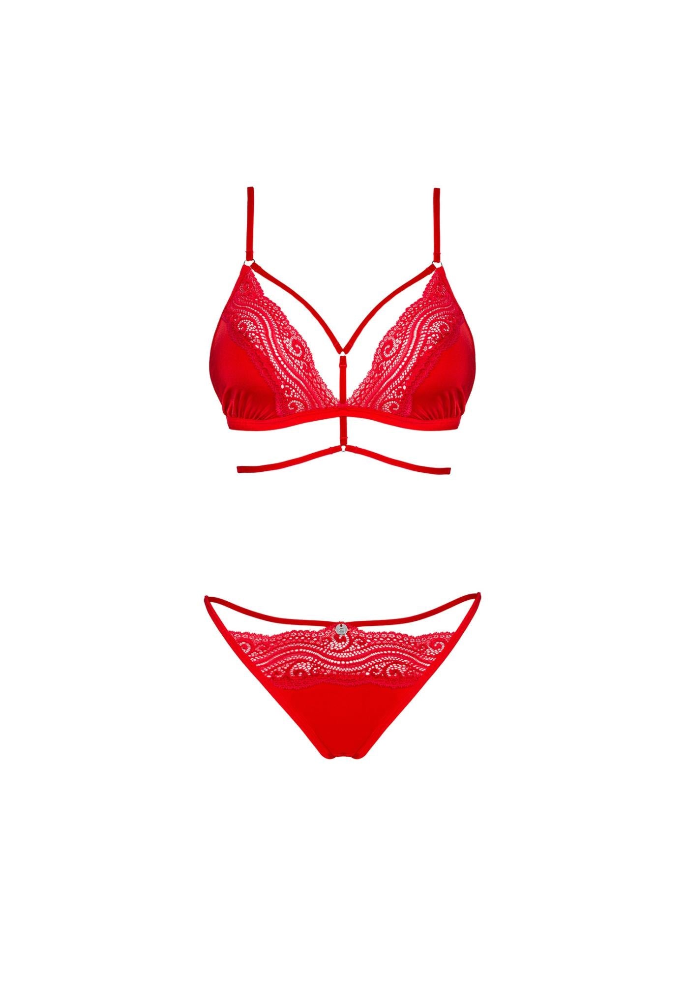 Set de două piese Obsessive Diyosa roșu XS/S