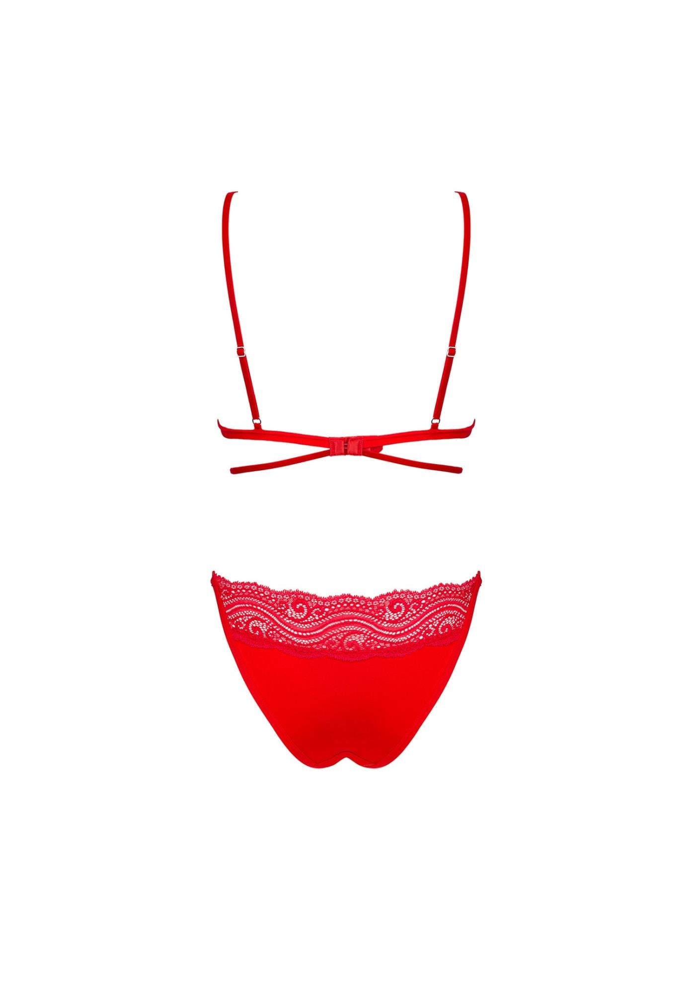 Set de două piese Obsessive Diyosa roșu XS/S