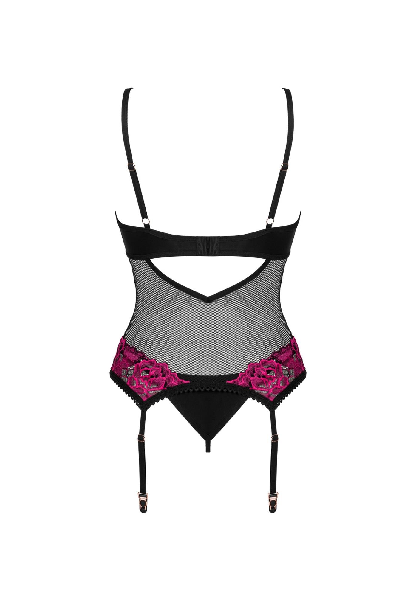 Corset și tanga Obsessive Rosenty Negru XS/S