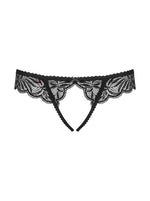 Obsessive Contica tanga cu dantelă deschisă negru L/XL