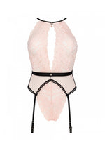 Body Obsessive Lilines cu portjartier, roz S/M