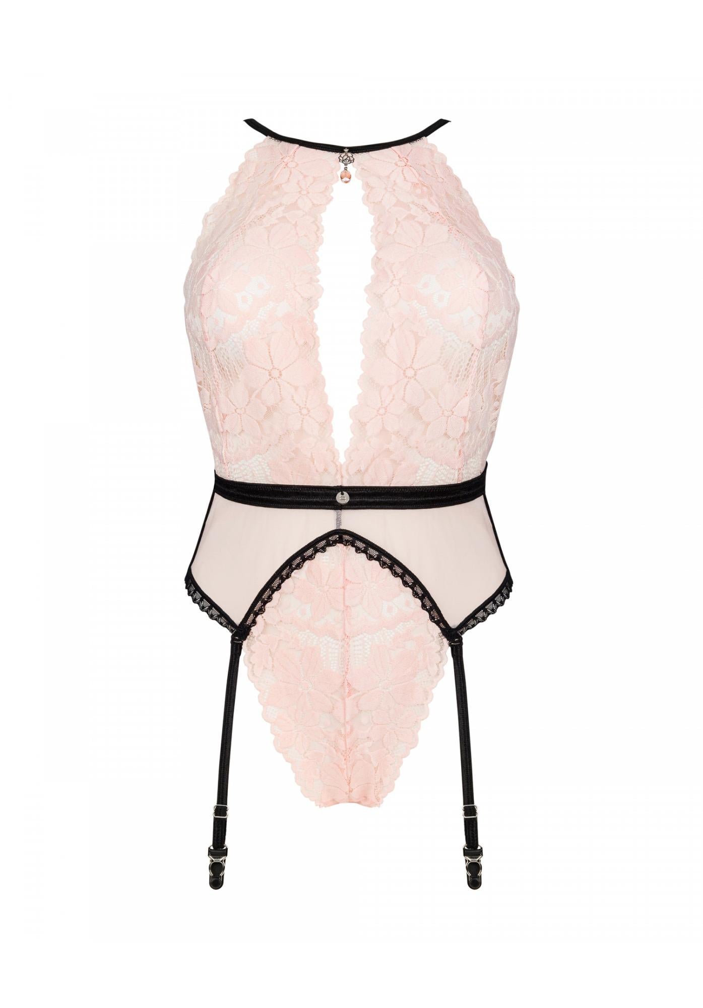 Body Obsessive Lilines cu portjartier, roz S/M