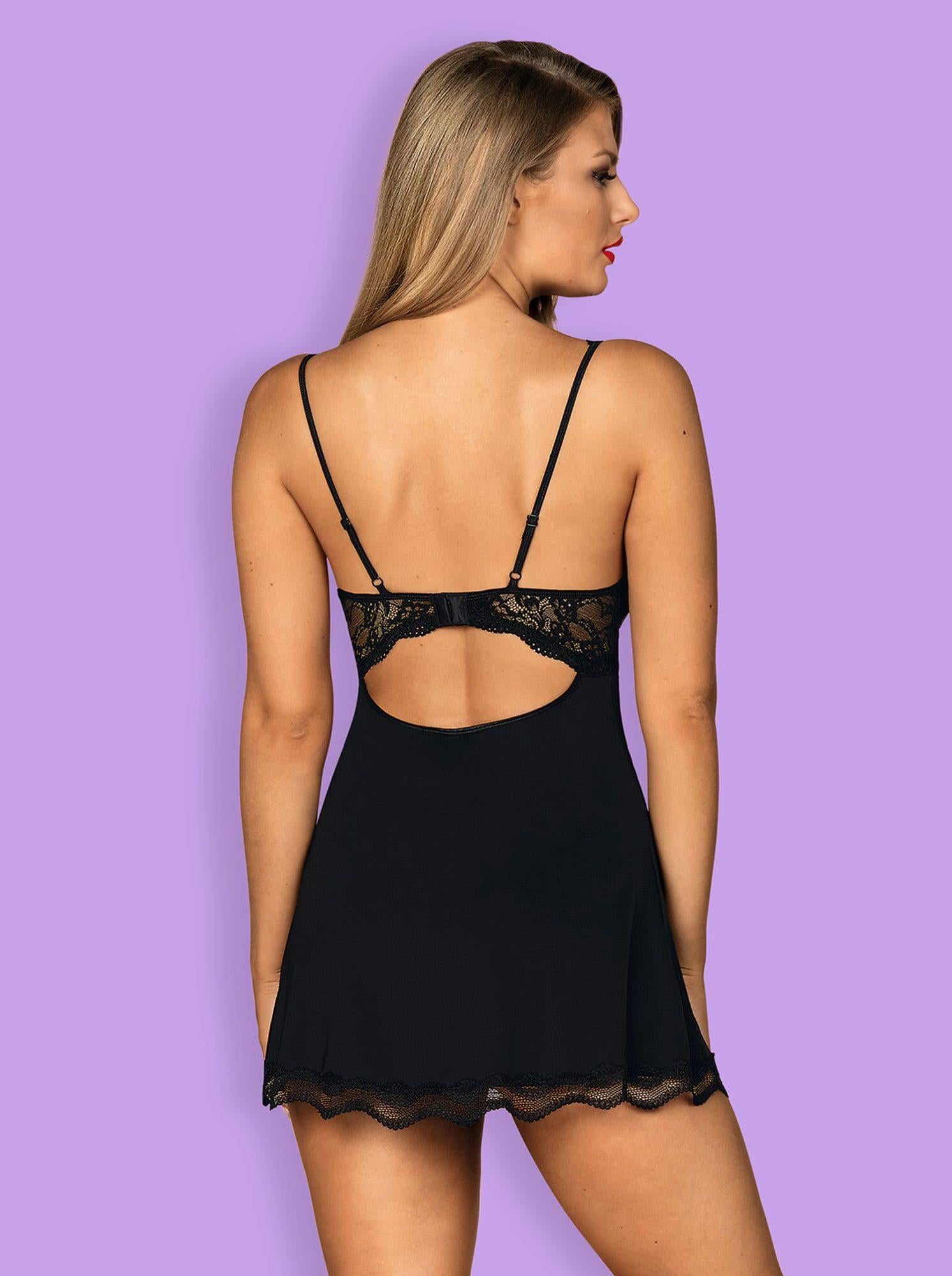 Luvae Obsessive Babydoll și tanga negru L/XL