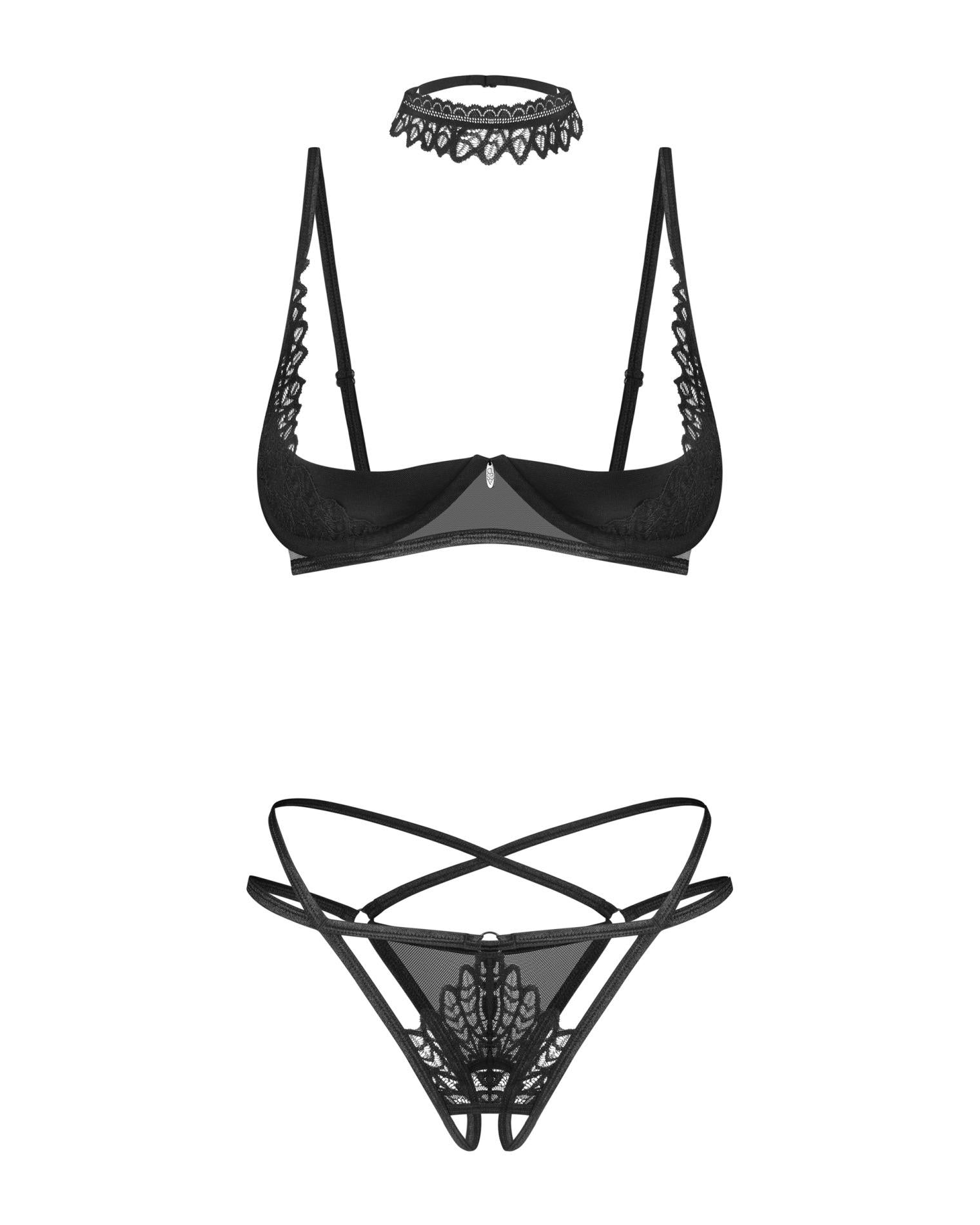 Set lenjerie intimă Donarella Obsessive cu imprimeu deschis XS/S