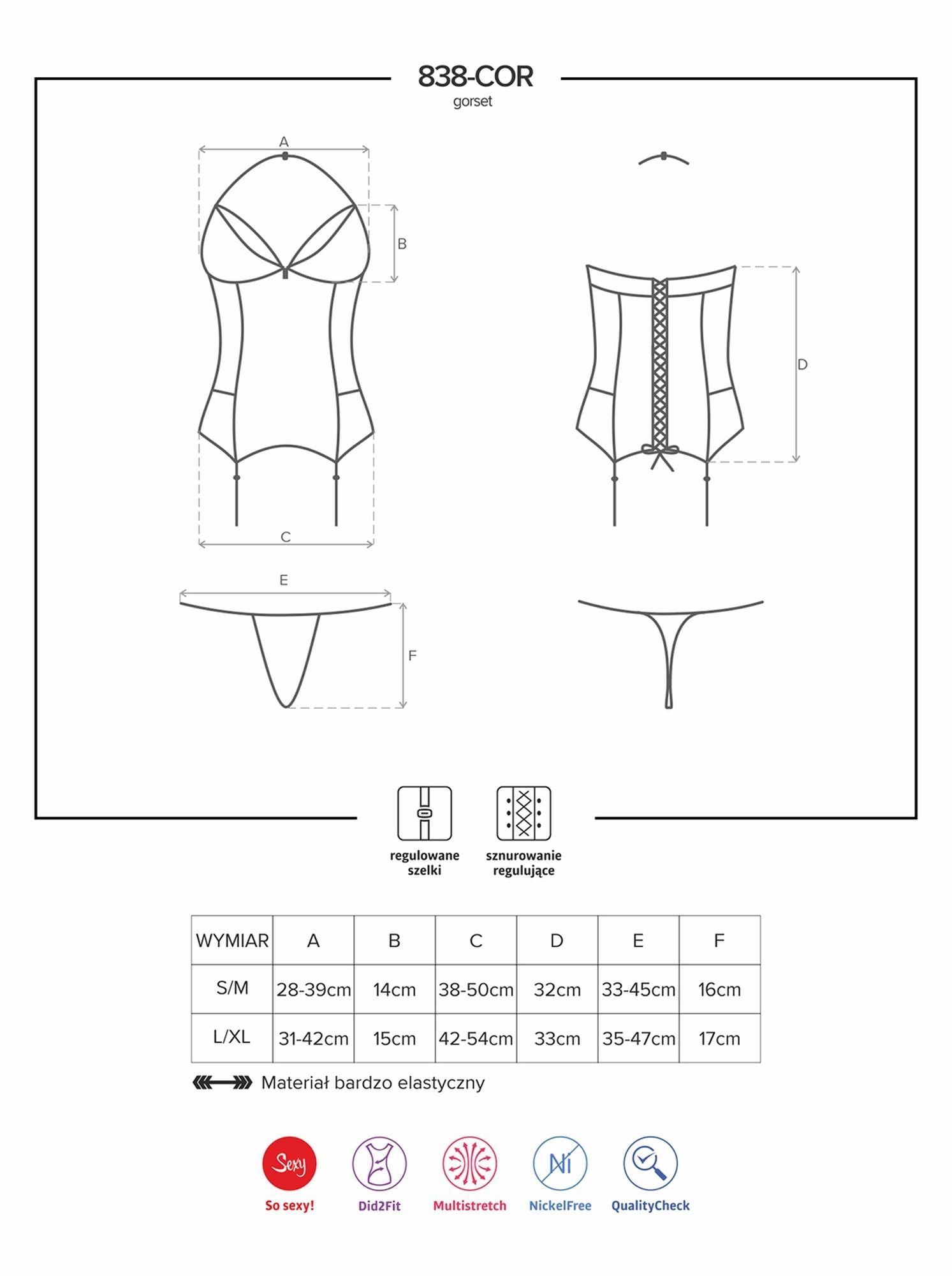 Corset și tanga Obsessive din dantelă roșie S/M