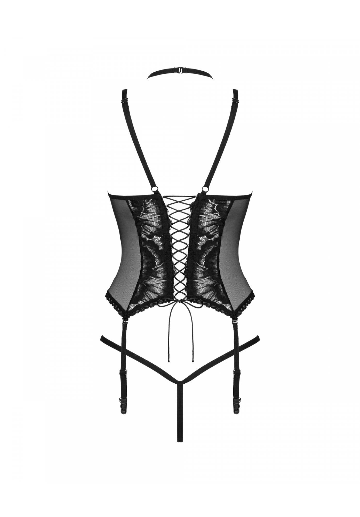 Corset Obsessive Alessya din dantelă negru XS/S